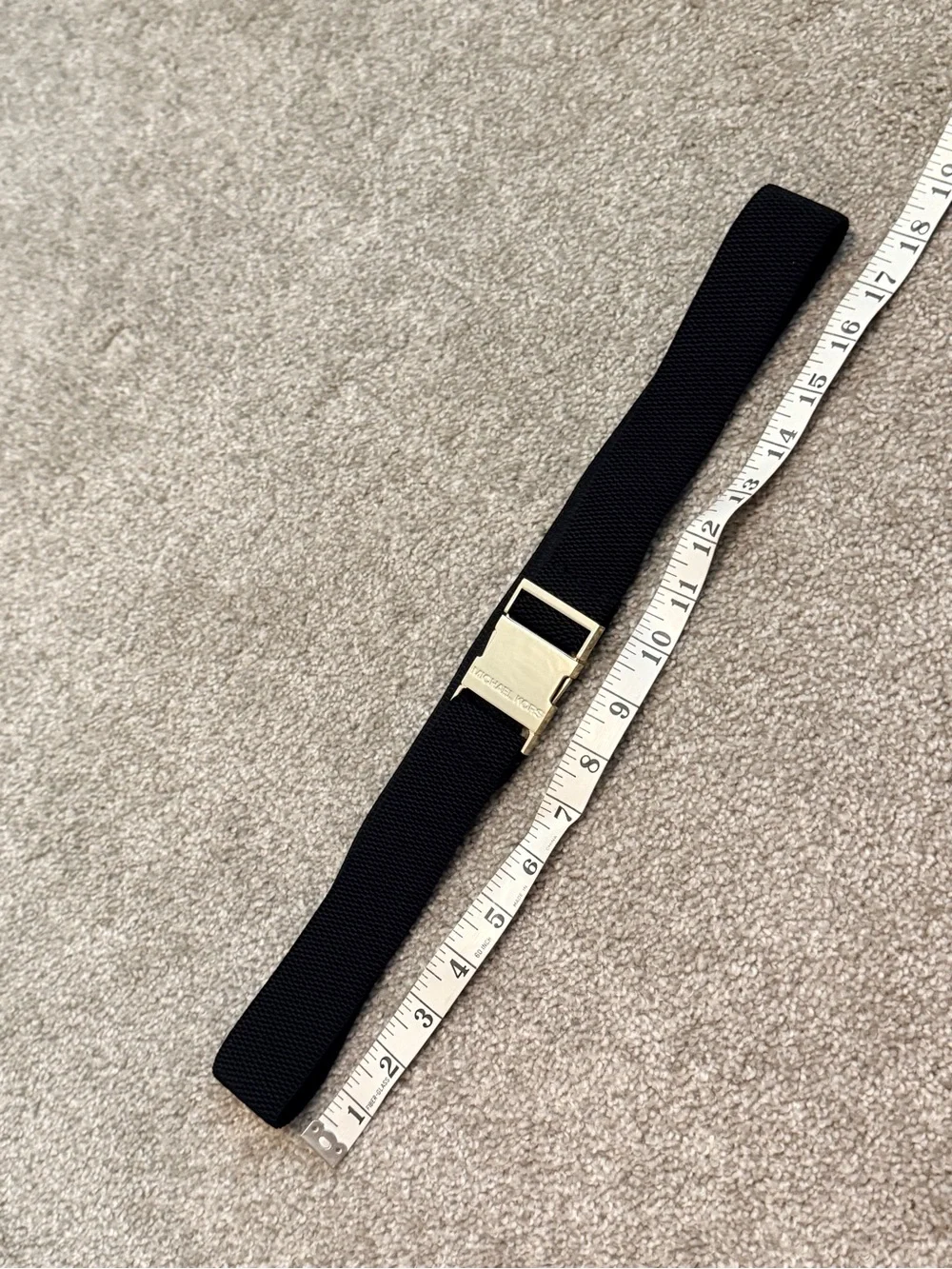 Michael Kors MK Black Elastic Speed Clip Belt Metal Buckle Tech Webbing Stretch